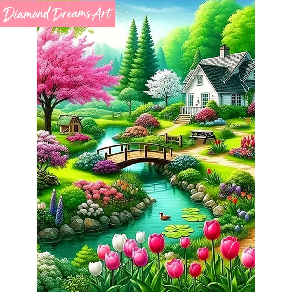 Diamond Painting Landscape Full Drill Square Mosaic Tree Picture Of Rhinestones Embroidery House Home Decor,frameless