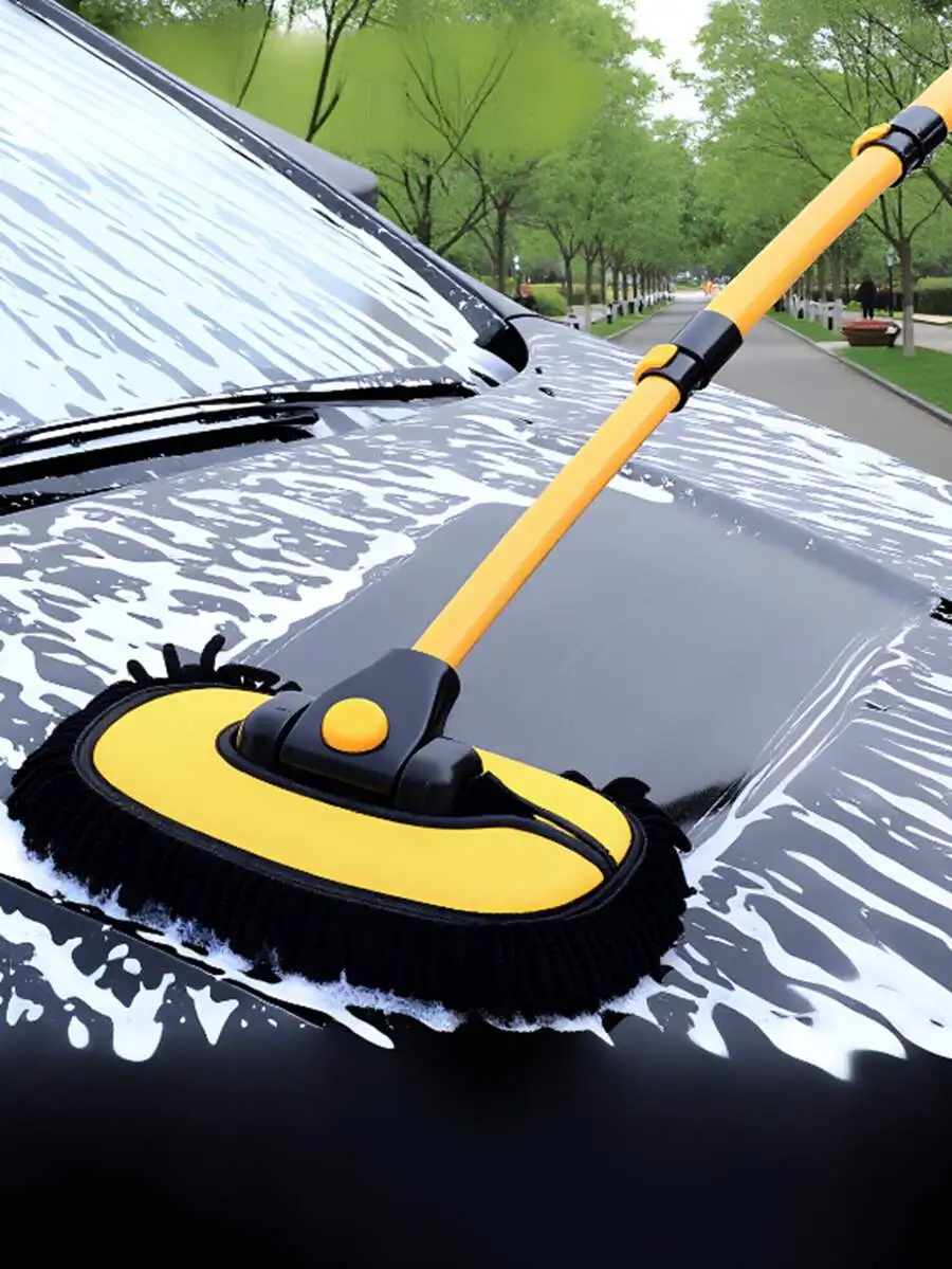 15 Degree Angled Car Wash Brush With Soft Bristles And Extendable Handle