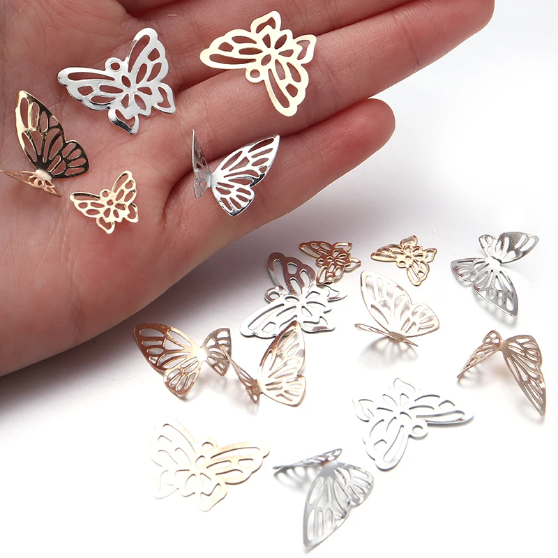 Beadtales 50pcs Iron Gold Hollowed Out Butterfly DIY Home Decor Accessories Loose Beads Findings For Jewelry Making