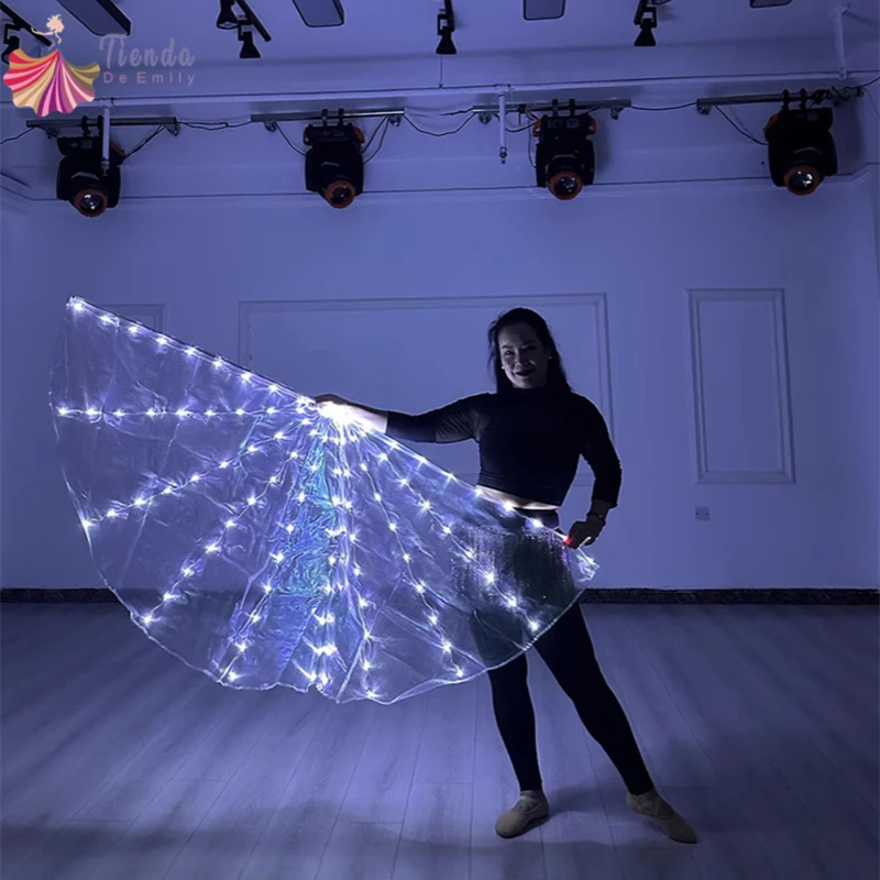 ธงเต้นระบำหน้าท้องแบบ LED รูปครึ่งวงกลม ไฟส่องสว่างสำหรับการนมัสการ ธงข่าวประเสริฐพร้อมด้ามจับปรับระดับได้ อุปกรณ์ประกอบฉากบนเวที ของตกแต่งโบสถ์