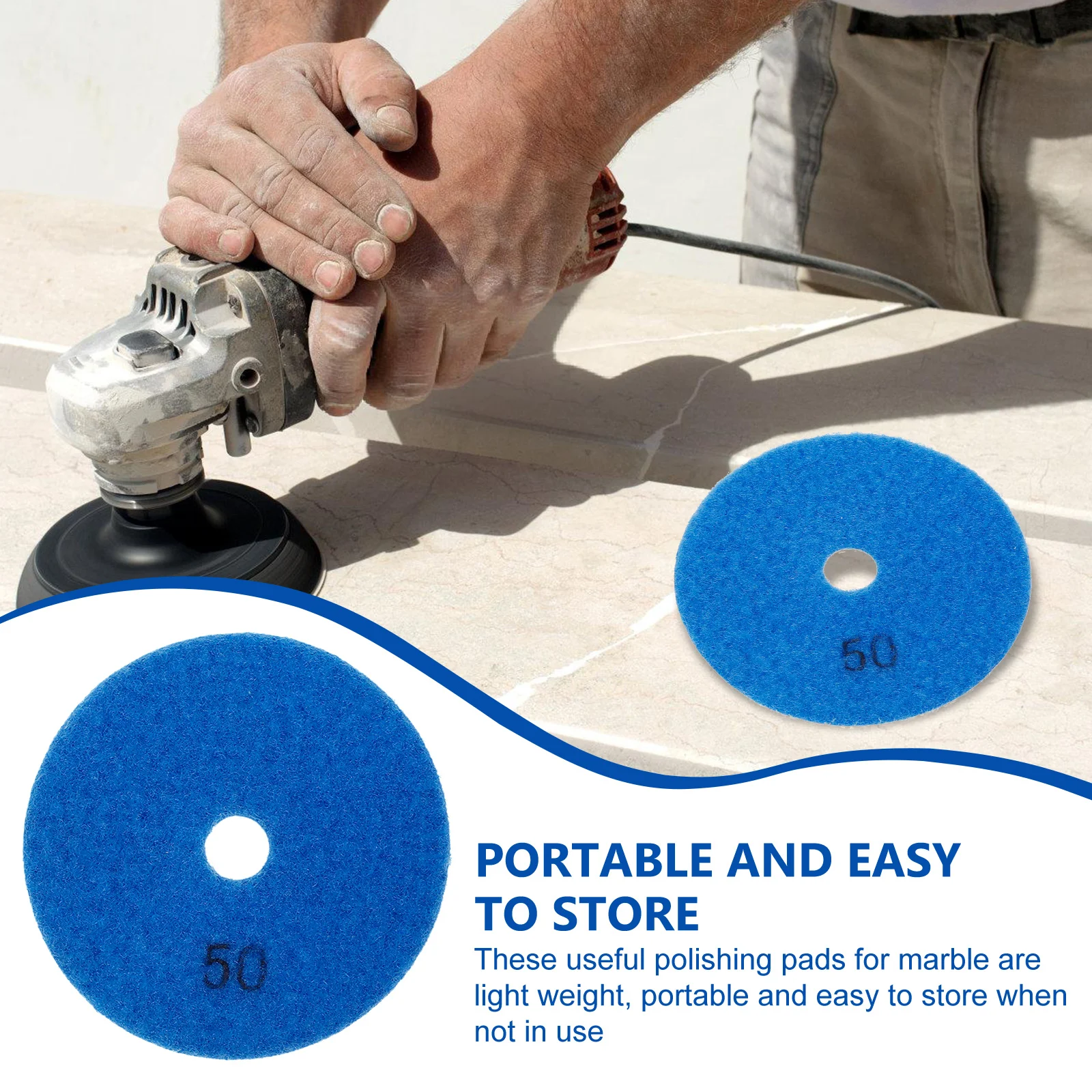 5 Pcs Stone Polishing Pad Round Pads Nylon Ceramic Granite Diamond Resin Assorted