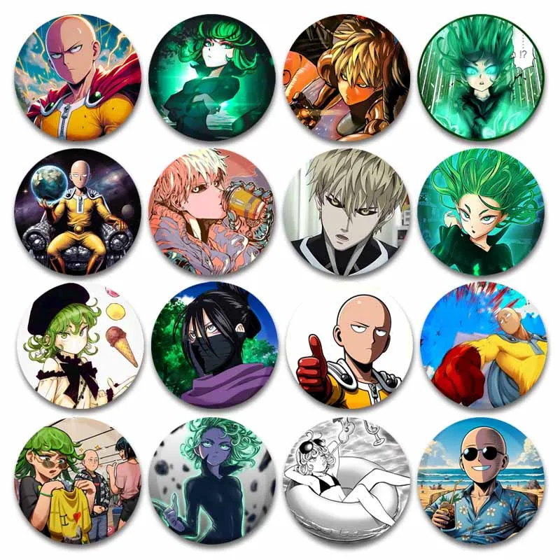 Creative Cartoon Figure Saitama Tatsumaki Genos Fubuki Badge Tinplate Button Pins Bag Accessories Animation Commemorative Brooch