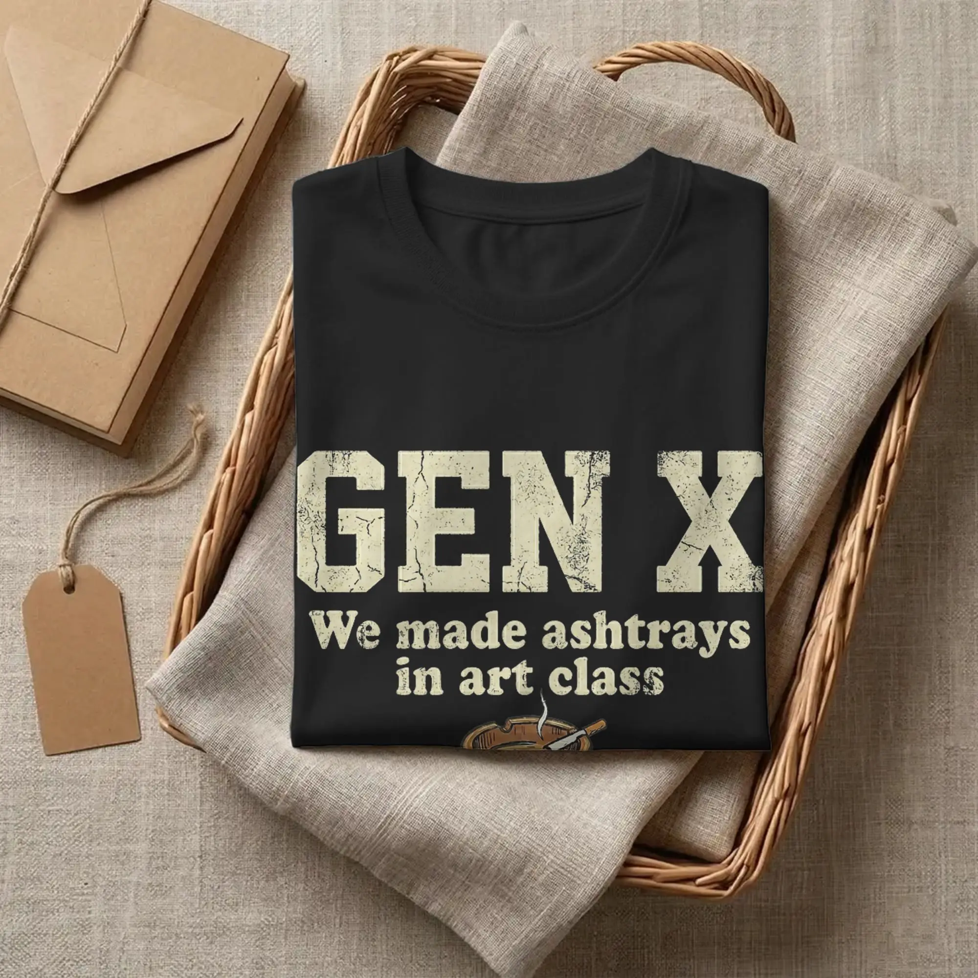Men T-Shirt Gen-X Classroom Ash Tray Quote Awesome 100% Cotton Tee Shirt Short Sleeve Nostalgic Joke T Shirt O Neck Clothing