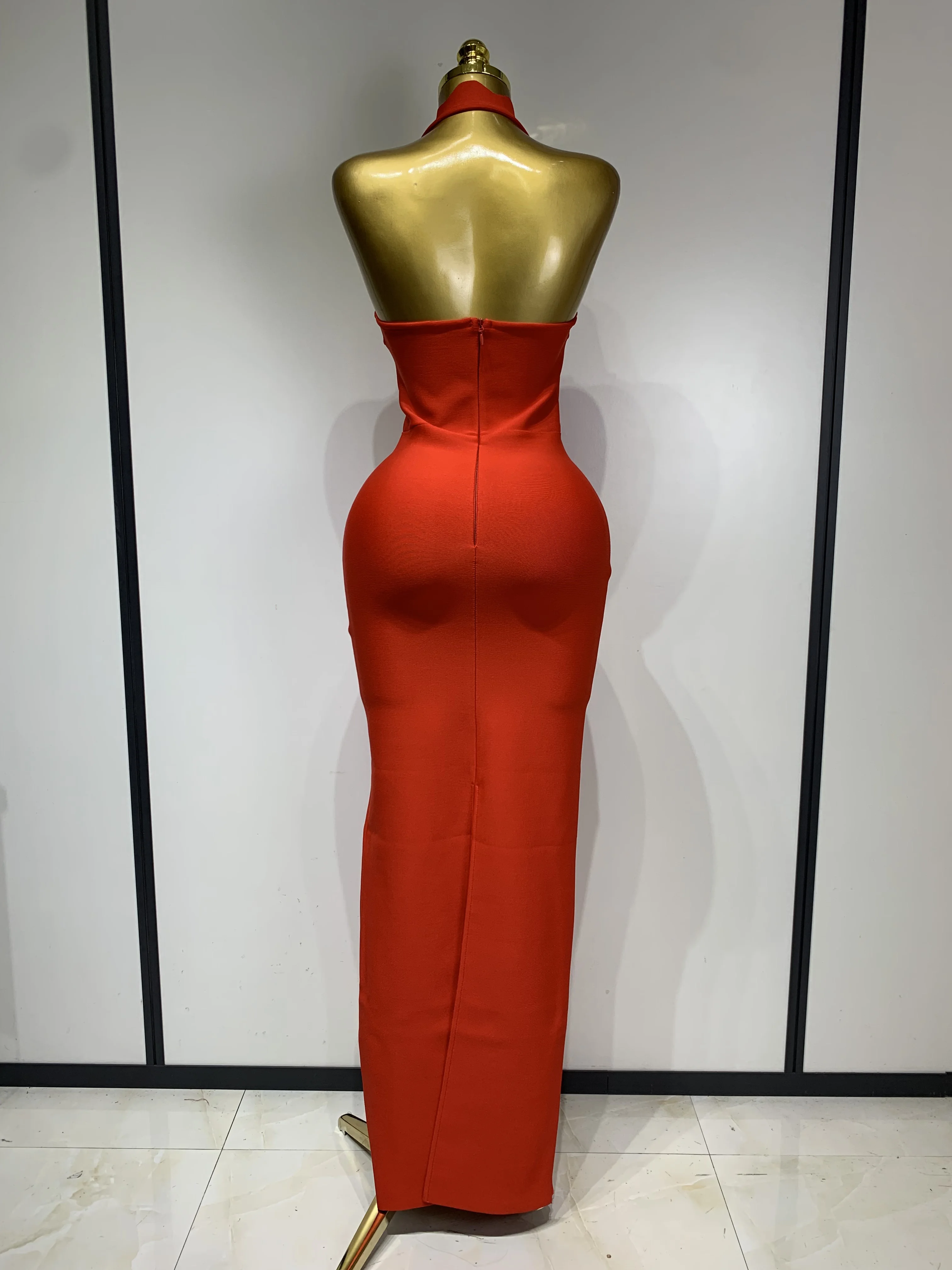 Women Halter Neck Sexy Cut Out Backless Bandage Long Dress Celebrity Elegant Evening Party Luxury Birthday Nightclub Dress