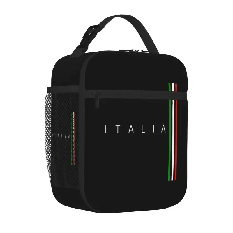 Custom Flag of Italy Insulated Lunch Bag Reusable Thermal Oxford Lunch Box for Women Girls Boys School Work Picnic Camping