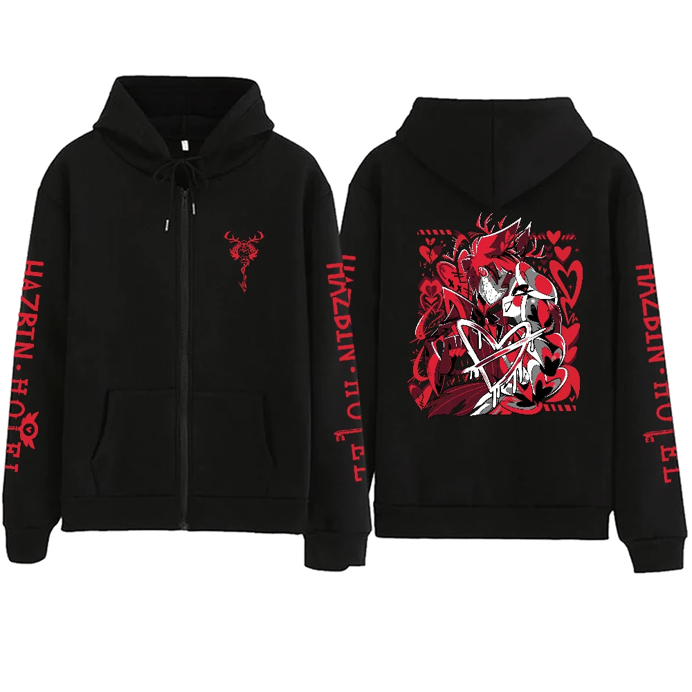 

Толстовка на молнии Hazbin Hotel Alastor and Charlie, двусторонняя толстовка в стиле Харадзюку, подарок для фанатов