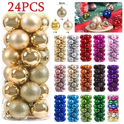6cm 24pcs Christmas Ball Tree Decor Ball Bauble Gold Silver Plastic Hanging Ball Ornaments Decorations for Home New Year Navidad