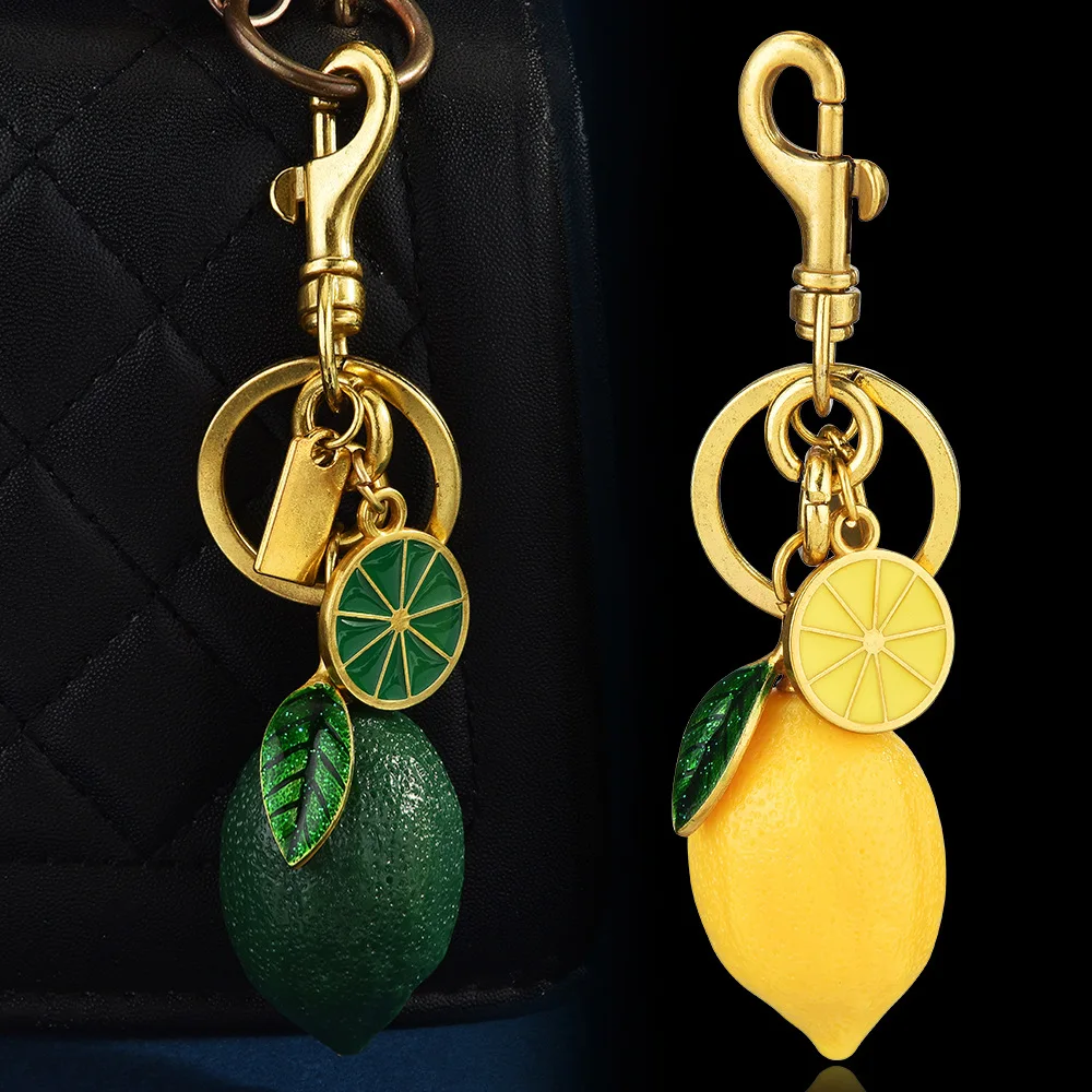 

New creative resin simulation fruit lemon car keychain