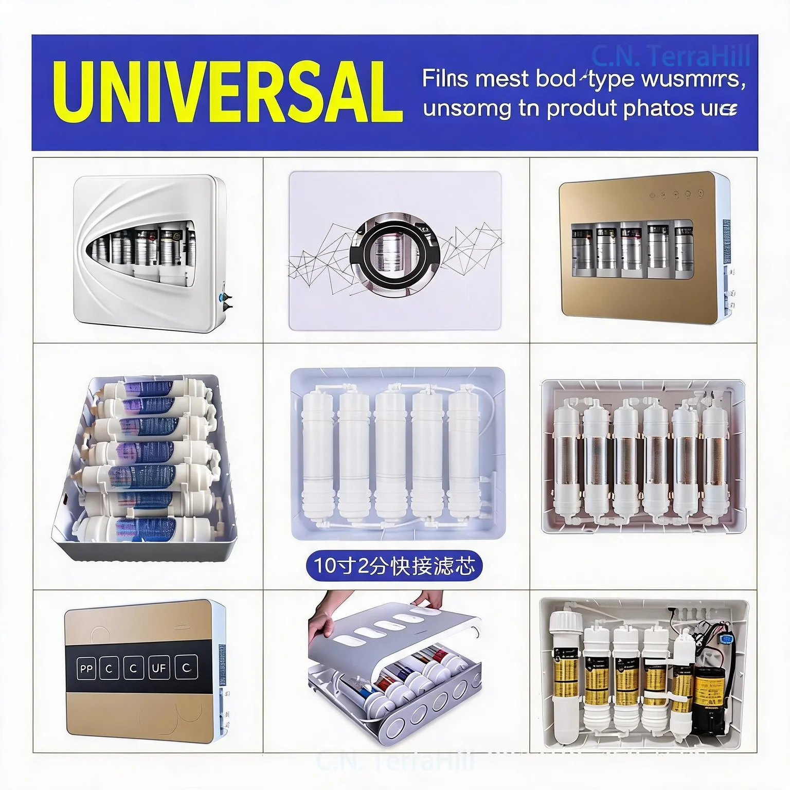 10 Inch Korean Quick Connect 5-Stage Household Water Purifier Filter Replacement, Universal Scale Inhibitor UF Filter Cartridge