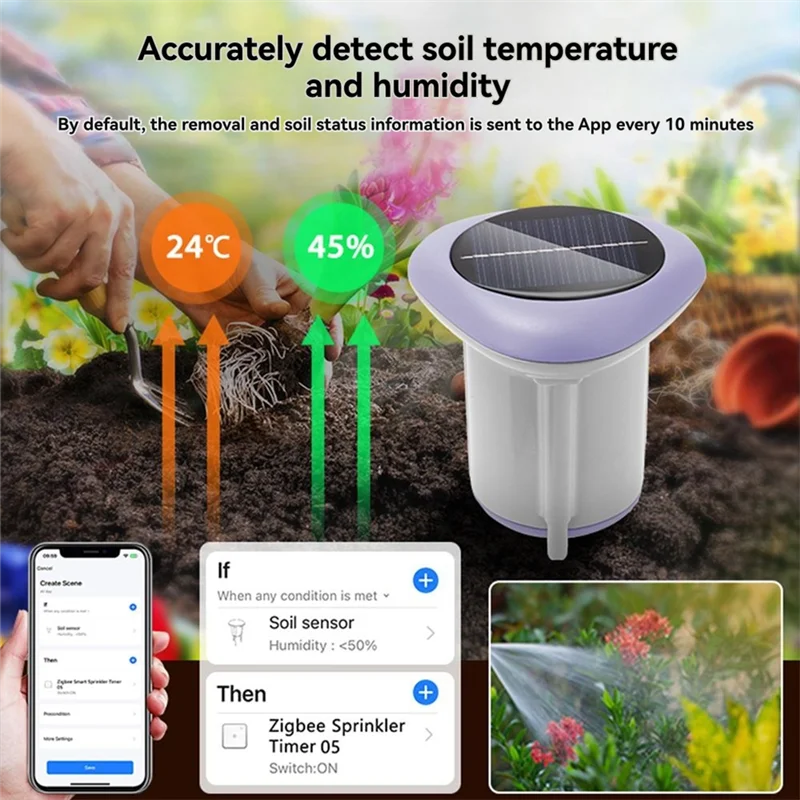 ABSQ-Tuya Smart Zigbee Soil Sensor Solar Temperature Humidity Soil Tester With Gateway Planting Temperature Humidity Meter