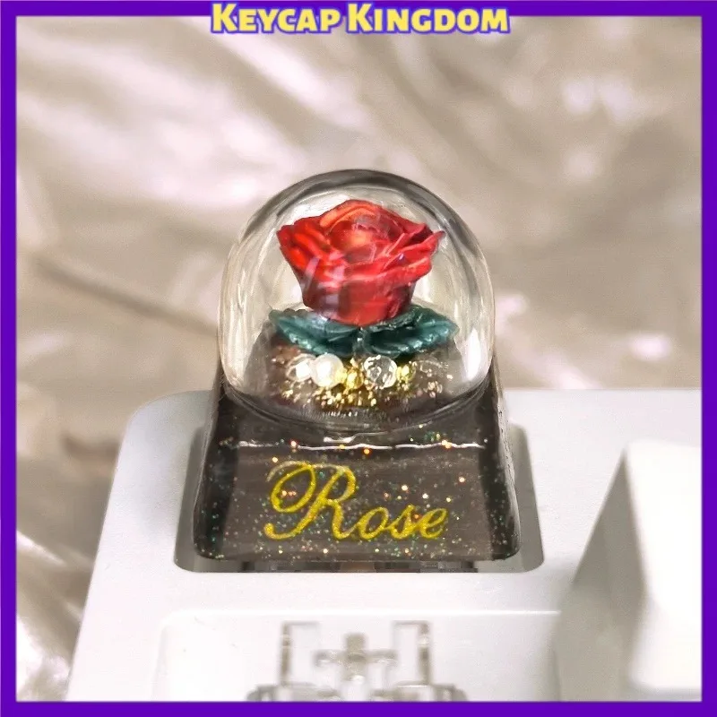 NEW Rose Theme Mechanical Keyboard 3D Printing Resin Custom Artisan Keycap PC Gaming Keyboard Point Keycap DIY Collectible Gift