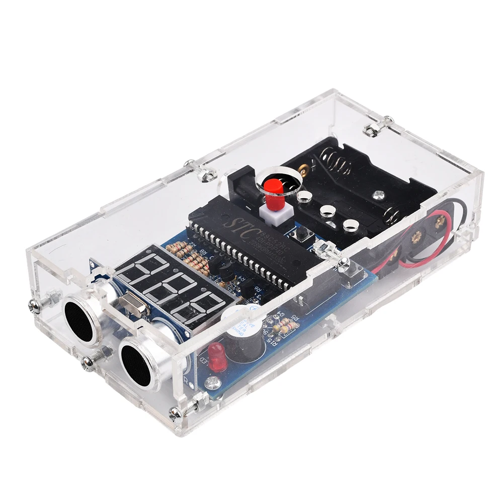 Ultrasonic Ranging Alarm Kits LED Display with Battery Case HC-SR04 Ultrasonic Sensor Module for Soldering Practicing DIY