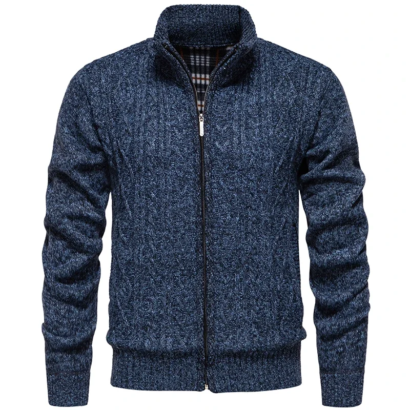 Mannen Vest Truien 2024 Herfst Winter Nieuwe Warme Kasjmier Wol Rits Opstaande Kraag Casual Truien SweaterCoat Heren kleding