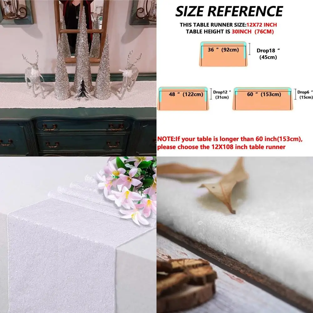 

Sequin Rectangle Table Runners - 12x108 Inches, Pack of 12, Glitter Runners for Party, Graduation, Wedding, Birthday Decor