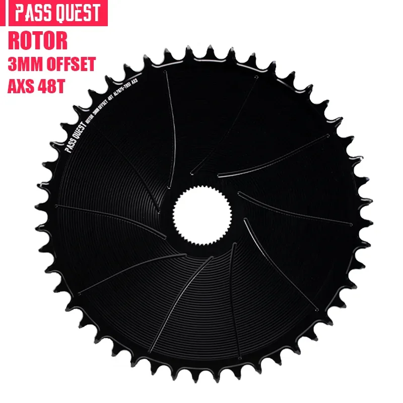 PASS QUEST 3 mm offset AERO rond smal breed kettingblad voor rotor VEGAST / ALDHU Direct Mount Crank AXS 12-speed ketting 42-54T - afbeelding 1