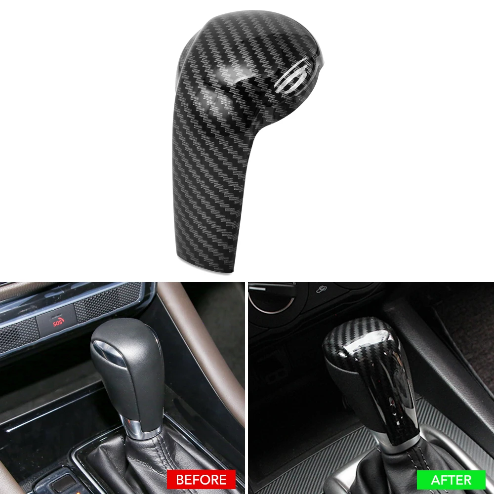 Car Carbon Fiber Look Gear Head Shift Knob Sticker Trim Handle Cover Accessories for Mazda 2 6 3 CX-3 CX-5 KF CX-8 CX-9