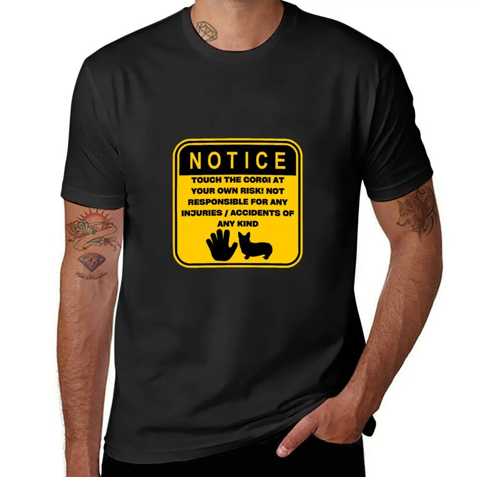 NOTICE - Touch at your own risk (Corgi) T-shirt quick-drying heavyweights anime blacks mens graphic t-shirts pack