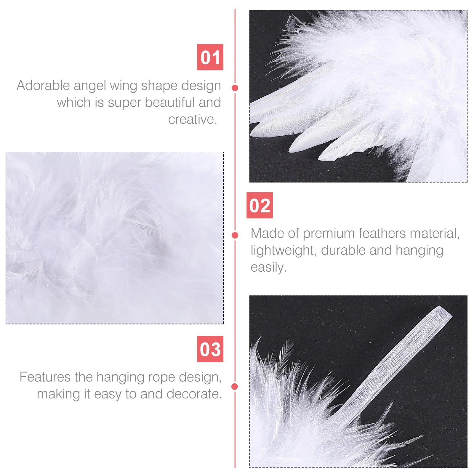 

24Pcs Christmas Hanging Pendant Wings Angel Wings Adornment Festive Wall Door Decor Christmas Party Decorations