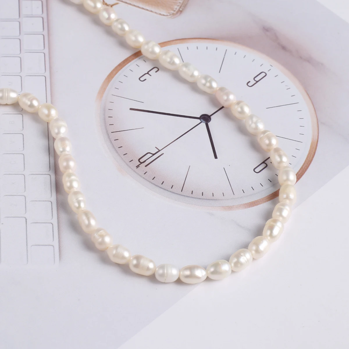 Natural Pearl Rice-Shaped Beads Exquisite Shape Elegant Appearance for DIY Jewelry Making Handmade Bracelet Necklace Length 36cm