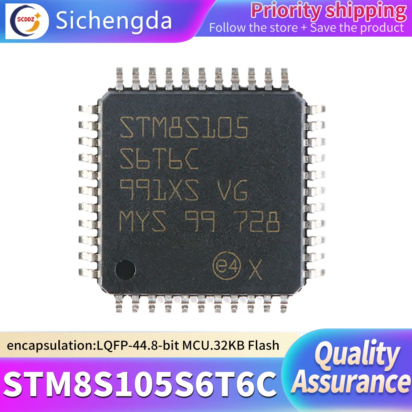 Original Genuine STM8S105S6T6C LQFP-44 16MHz/32KB Flash/8-bit Microcontroller MCU
