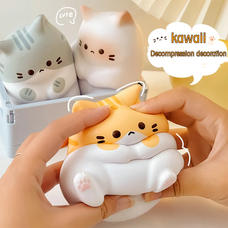 Cartoon Kawaii Cat Slow Rebound Decompression Toy Compression Stress Ball Adornment for Cute Room Gift Girls Fun soft  PU toys