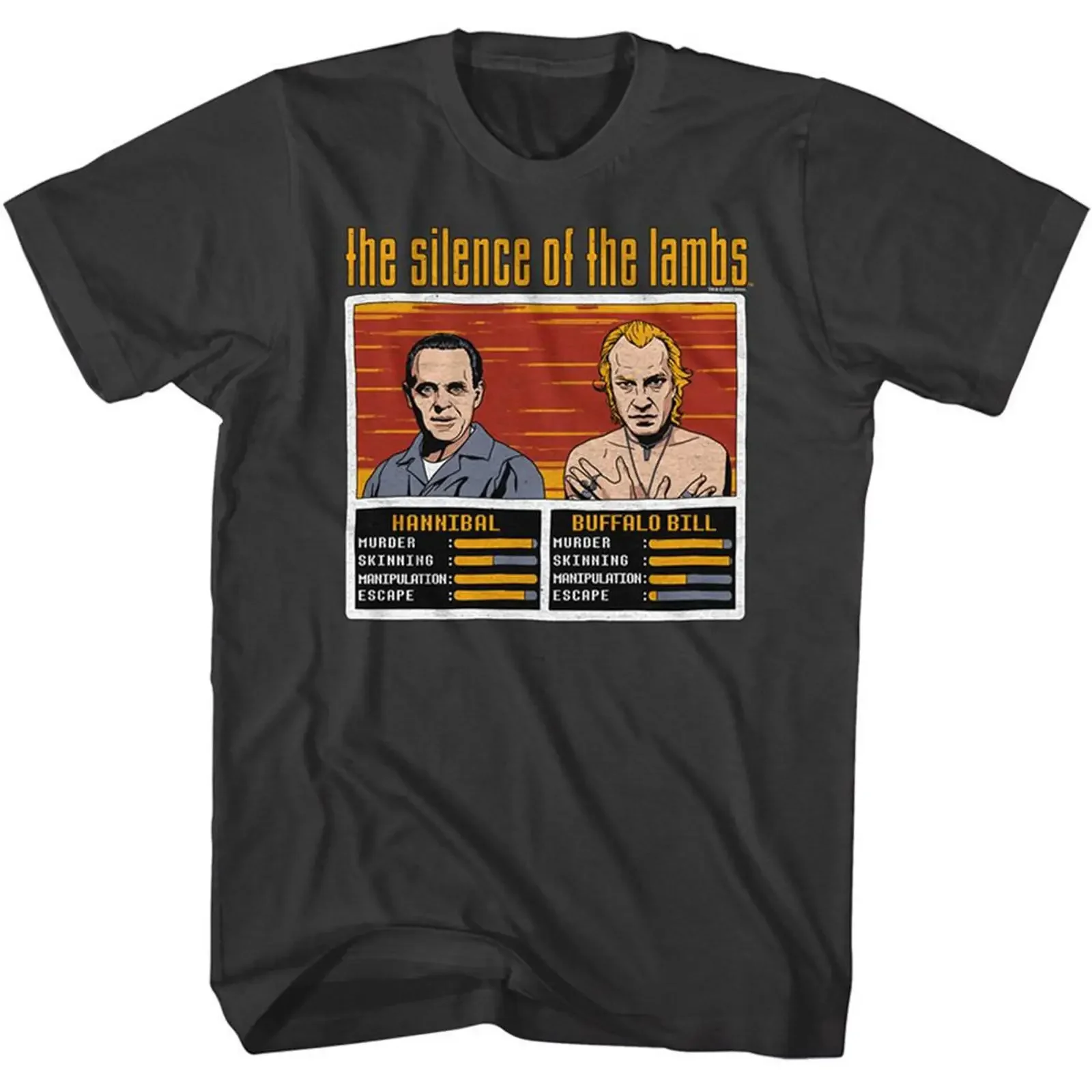 T-shirt unisexe vintage lavé « Silence des Agneaux Hannibal vs Bill Smoke » pour adulte, mode polyvalente et légèrement confortable
