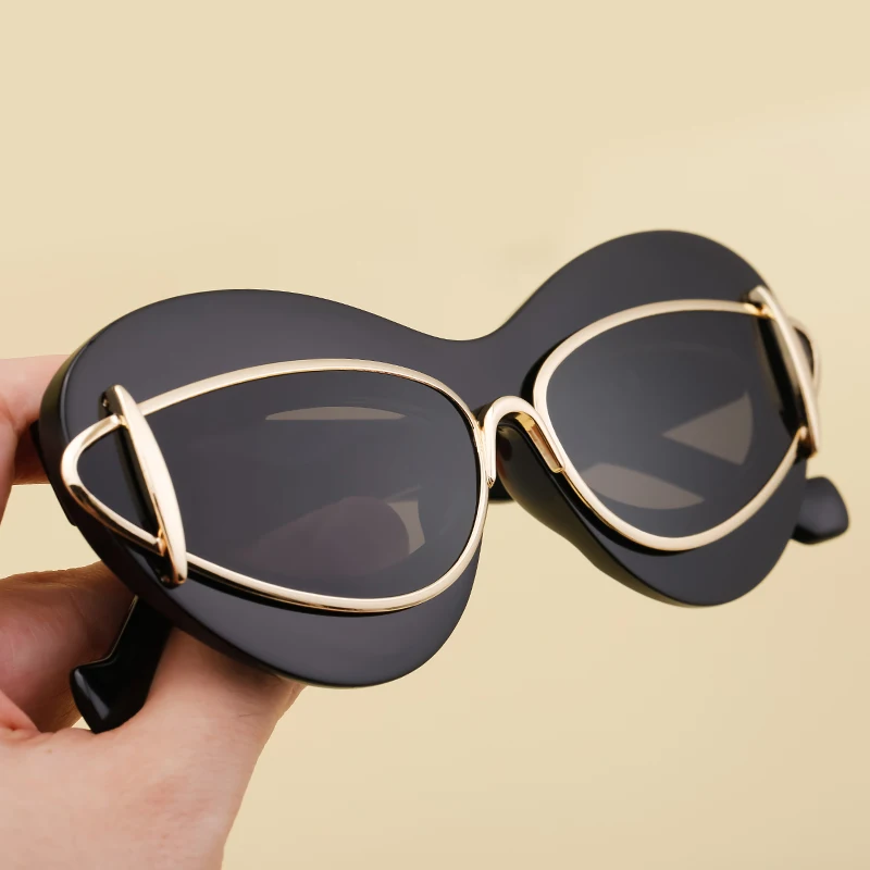 Modische Sexy Cat-Eye Sonnenbrille für Damen 2026 – Luxuriöses Markendesign, neue Doppelrahmen-Sonnenbrille für Damen, Cateye Shades Eyewear – Detail 8