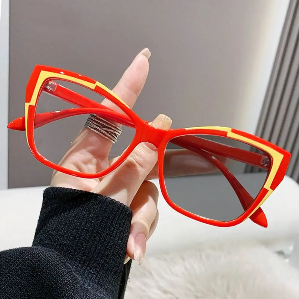 Photochromic Cat Eye Anti Blue Light Glasses Women Men Square Discolored Polygonal Luxury Eyewear Clear Colorchanging Sunglasses