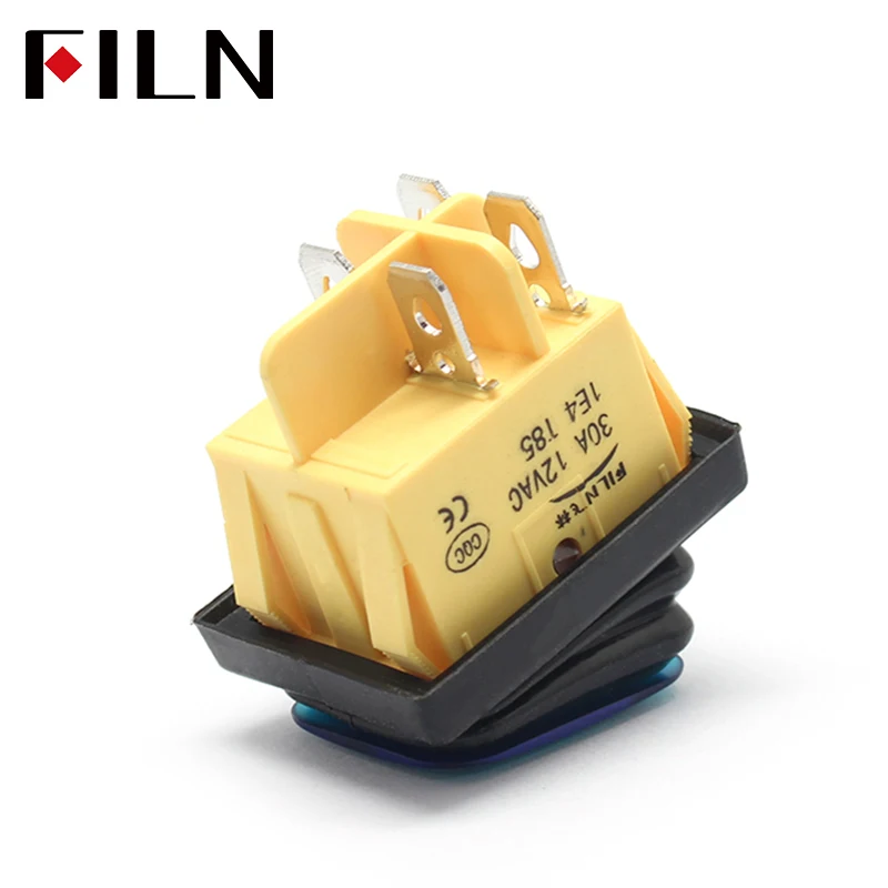 on off 30A/250V Heavy Duty 4 pin DPST IP67 Sealed Waterproof T85 Auto Boat Marine Toggle Rocker Switch with LED 12V 220V 30x22