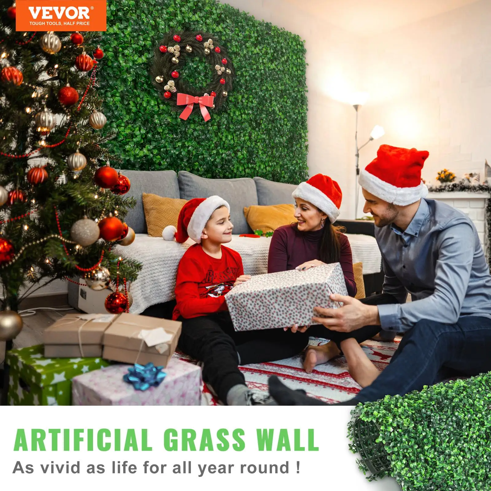 12PCS 10x10in Artificial Boxwood Panels UV-Protected Interlocking Hedge Wall Mat Privacy Screen Fence Fake Grass Backdrop Greenery Faux Foliage for Indoor Outdoor Garden Balcony Home DIY Decor