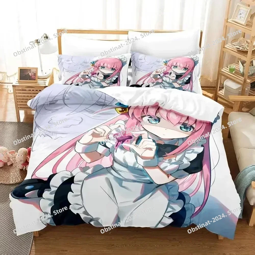 Anime Hitori Gotoh Bocchi the Rock Printed Bed Set Duvet Cover Pillowcase Bedding Set Bed Linen Sheet Quilt Cover Full King Size