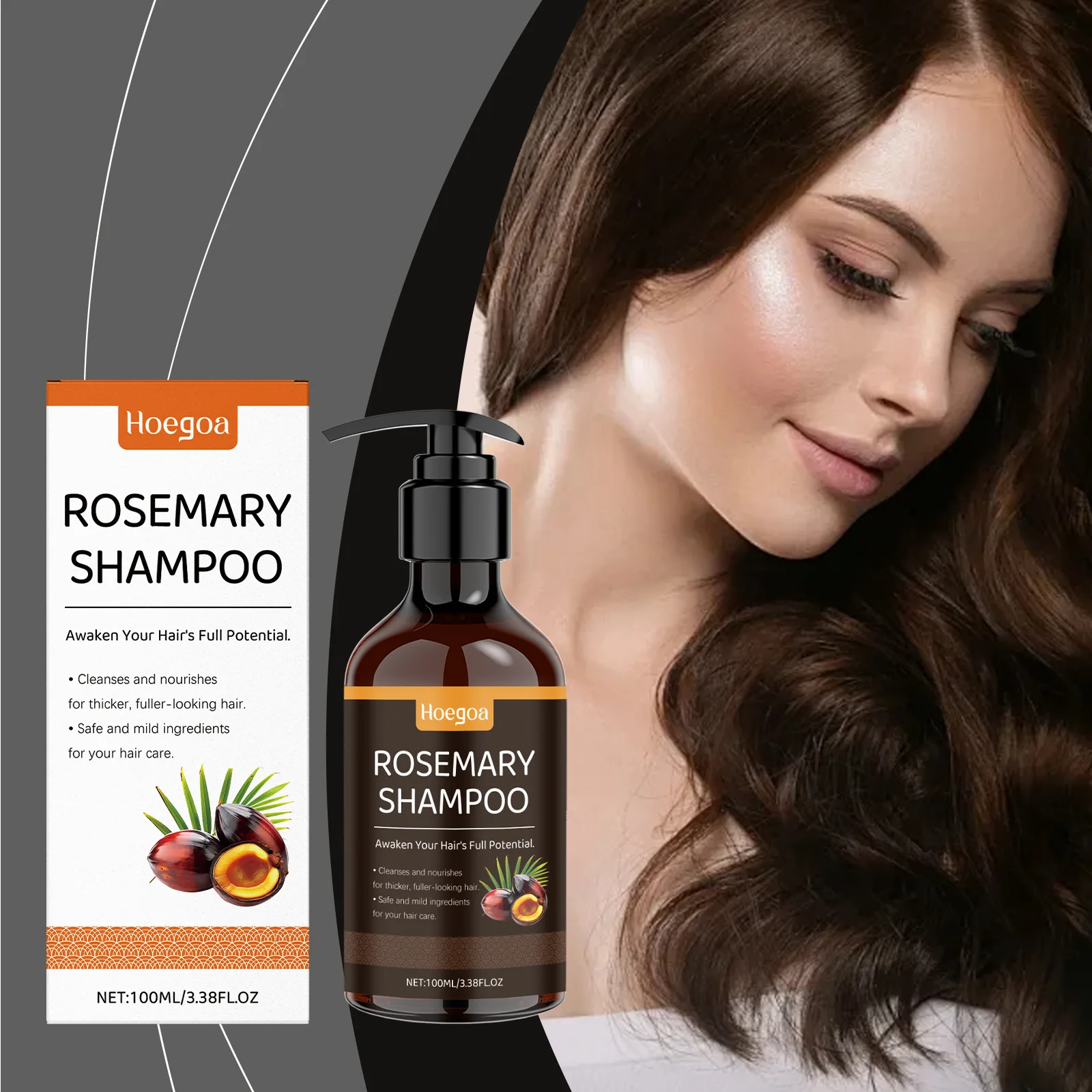 Rosemary Shampoo Deep Cleansing Scalp Hair Roots Moisturizing Hair Organic Formula Promotes Hair Growth and Circulation