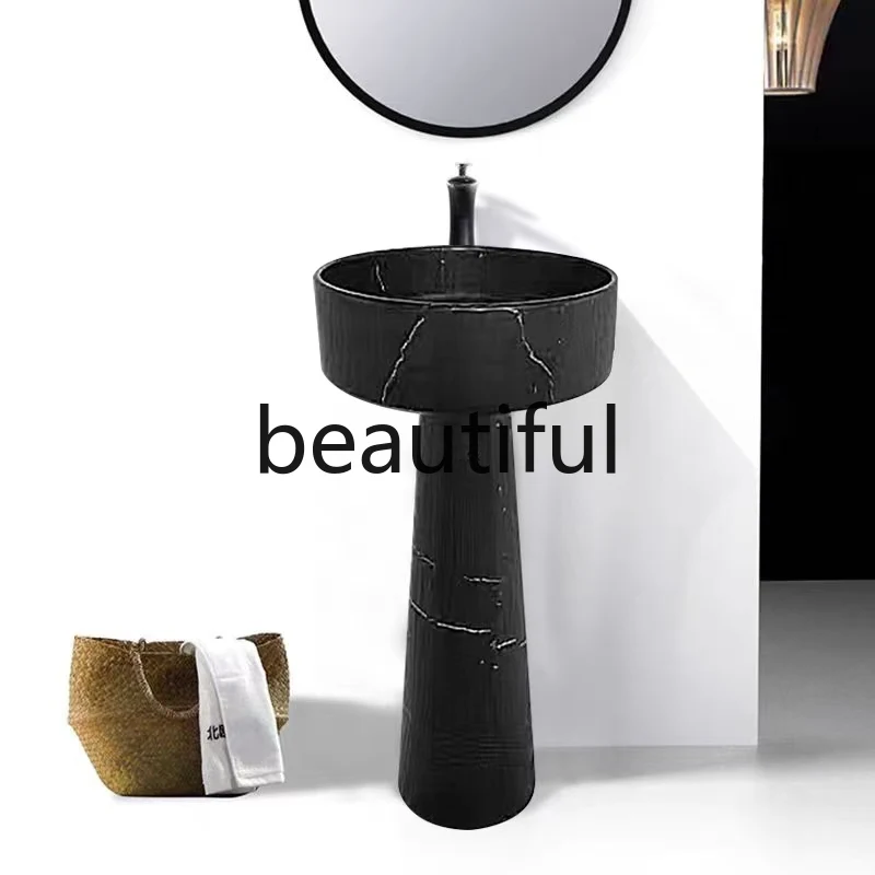 

Outdoor column balcony marble wash basin small apartment stone floor-to-ceiling split wash basin