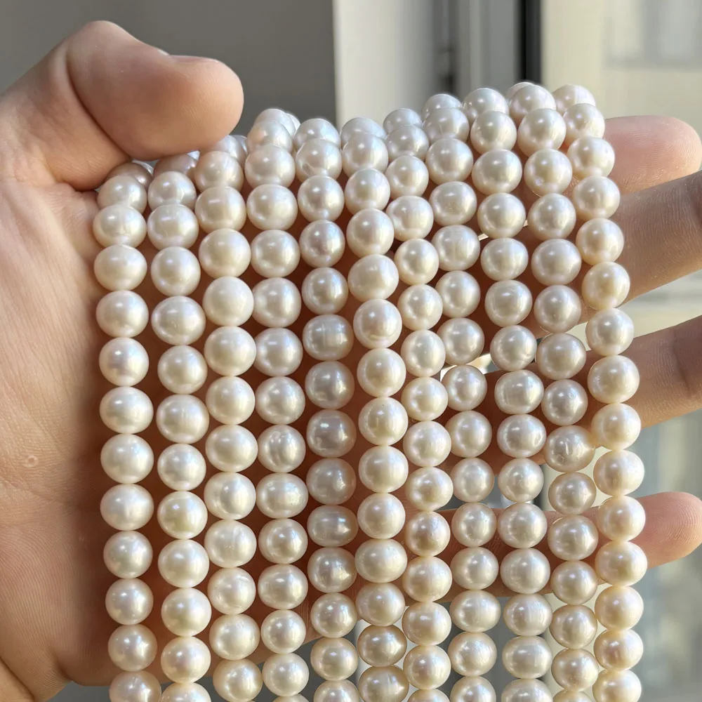

AAA 9-10mm Natural Freshwater Pearls High Quality Near Round Beads for Jewelry Making DIY Women Necklace Bracelet Accessories