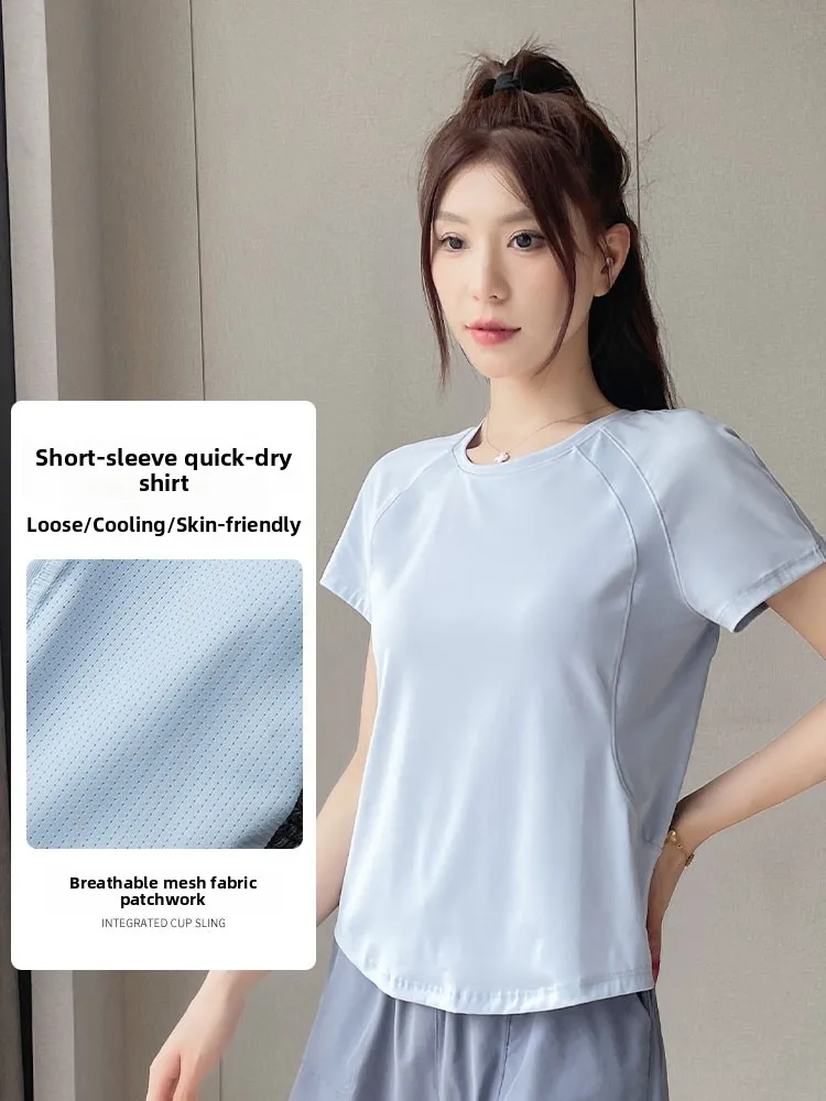 アイスシルク速乾スポーツセット レディース 2025 夏新作 ランニング フィットネス ヨガ ショーツ ツーピースセット カジュアル スポーツウェア