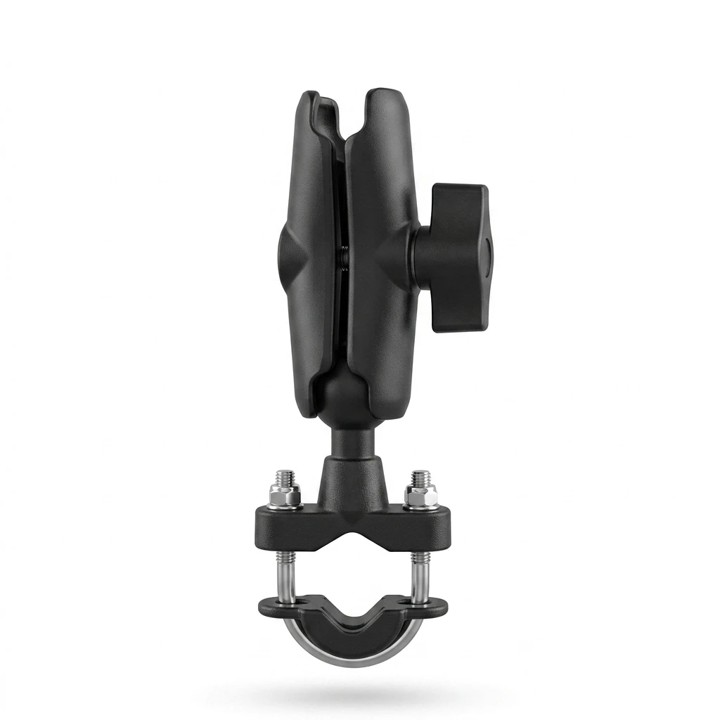 Motorcycle Handlebar Clamp Support with 1 Inch 25MM Ball Double Socket Arm Ram Mount Base Holder for Gopro Phone GPS Camera