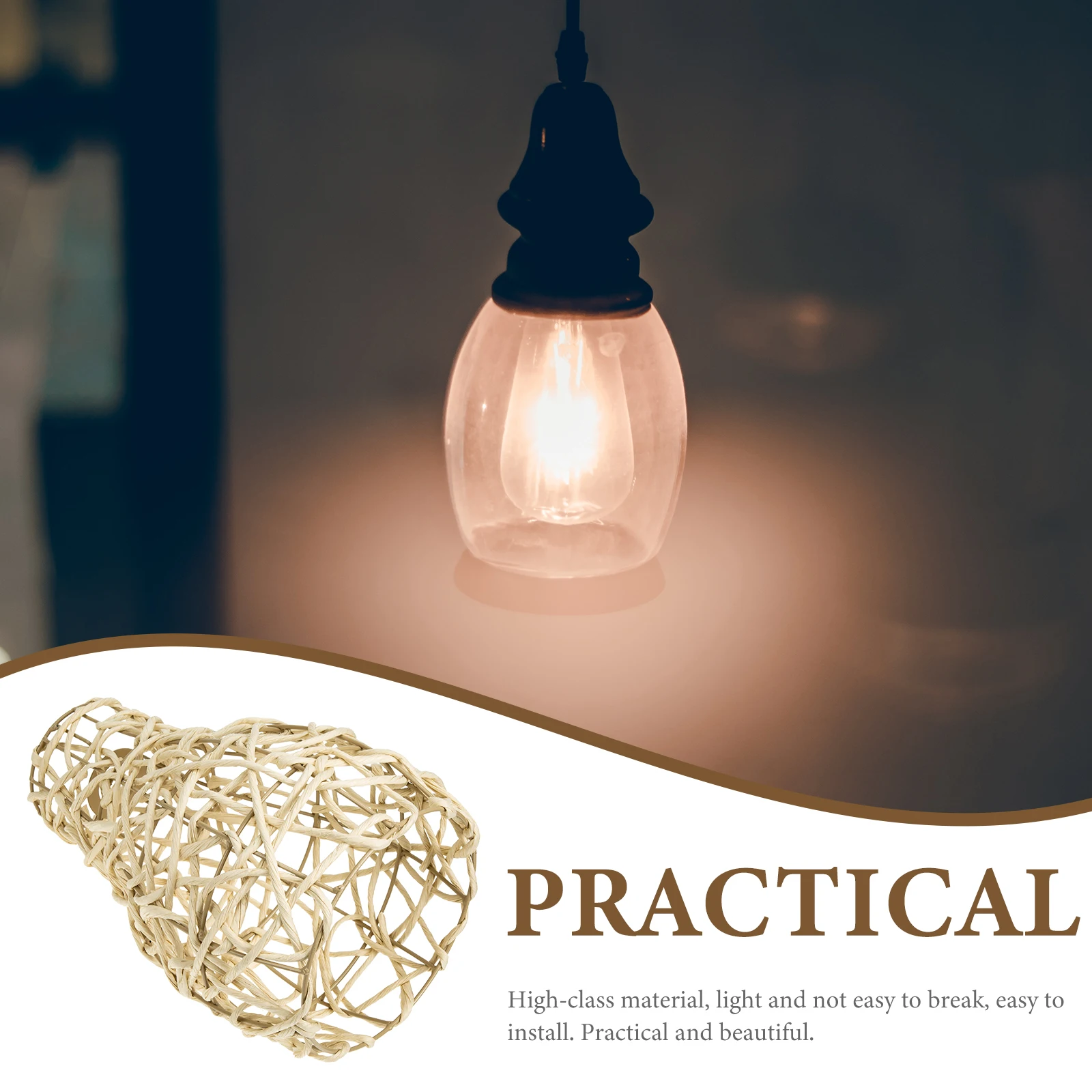 

Chinese Style Rattan Lampshade Ceiling Light Cover Hanging Lamp Cover Durable Decorative Light Shade for Home Hotel