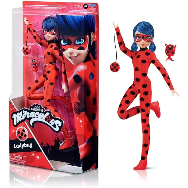 27cm Miraculous Anime Figure Ladybug Marinette Dupain-Cheng Black Cat Roll Action Figures Model Toy Doll Gift