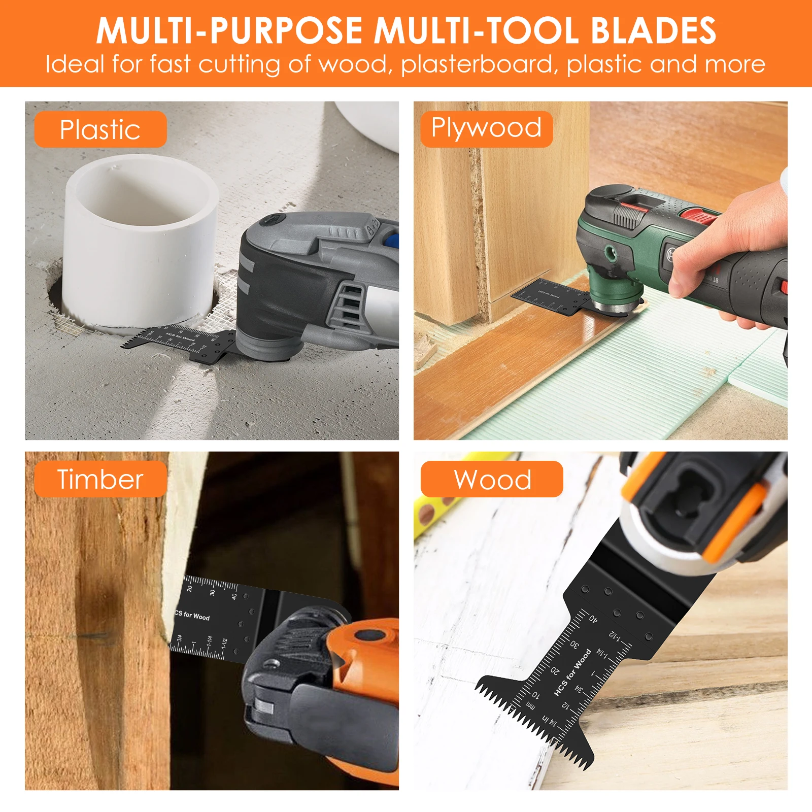 16/14 ชิ้นใบเลื่อยเหล็กคาร์บอนสูง Oscillating Multitool Blade Quick Release Oscillating เครื่องมือใบมีดสําหรับไม้