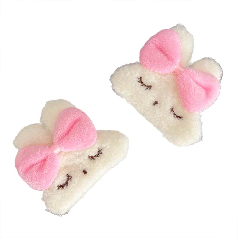 Pinzas para el cabello de felpa de conejo con lazo de dibujos animados, pinza para el cabello rota versátil, broche dulce de moda, accesorios para el cabello Kawaii, regalos