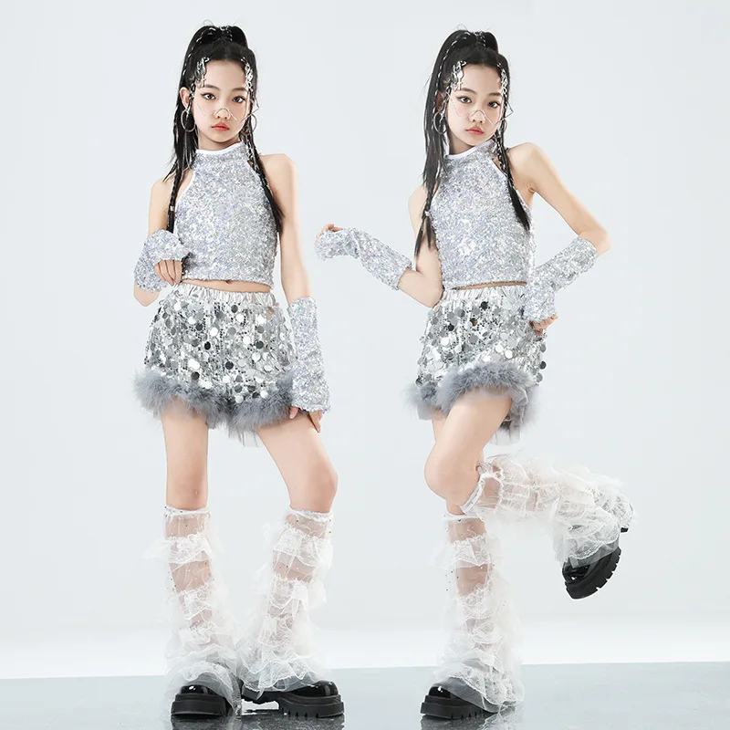 Fashion Girl Hip Hop Dance Costume Kids Street Dance Jazz Performance Costumes Modern Dance Stage School Show Dancewear