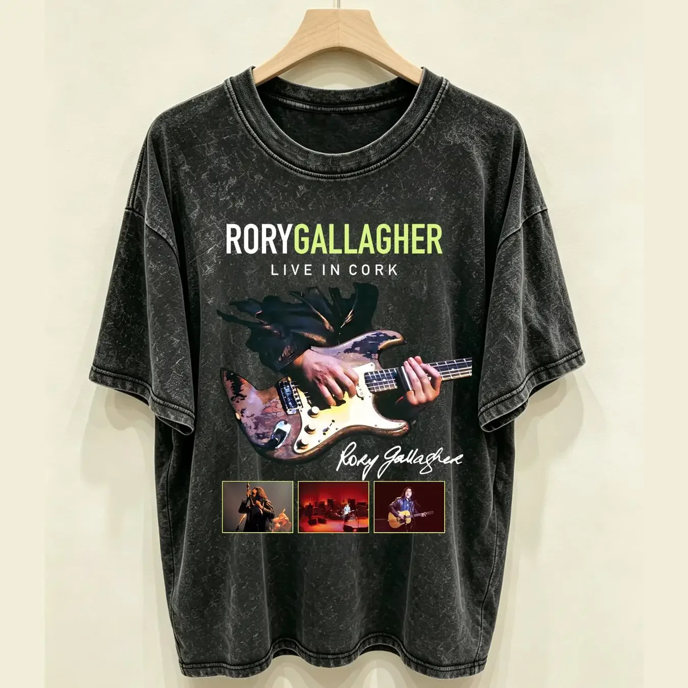 washed T Shirt Rory Gallagher 90s For Fan Cotton Black S 2345XL TMB395 vintage Washed graphic Stylish Soft Versatile Unisex