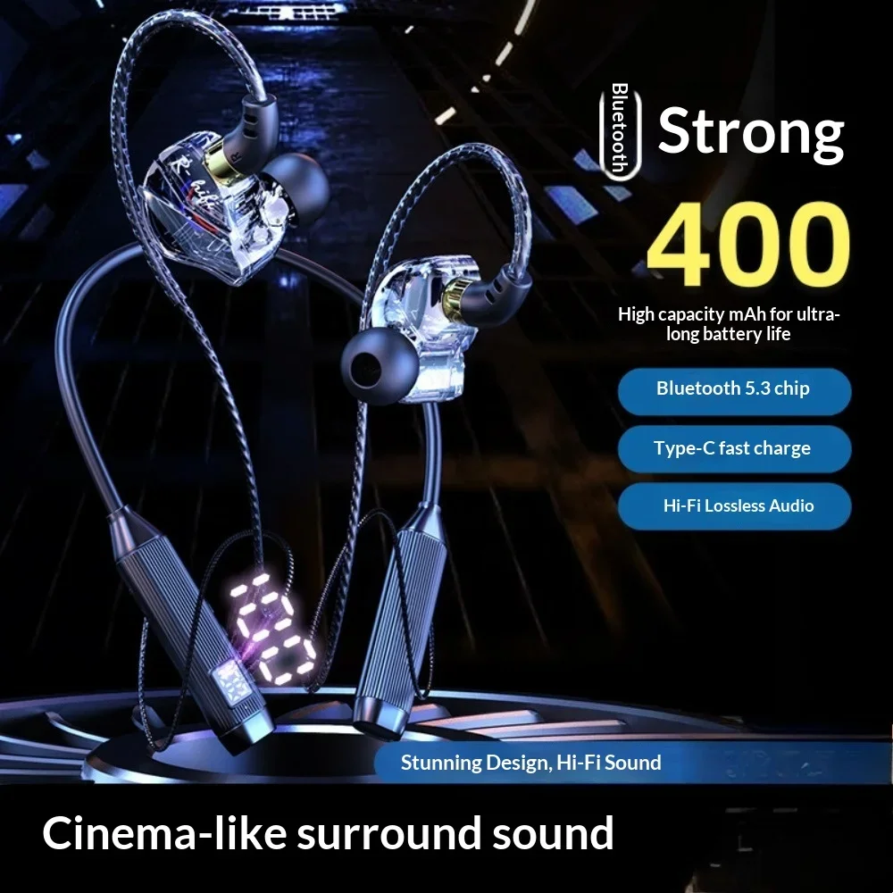 Fashionable Neck-hung Wireless Bluetooth Headphones Non-In-Ear Comfortable Wearing Ultra-Long Battery Life Noise Cancellation Mu