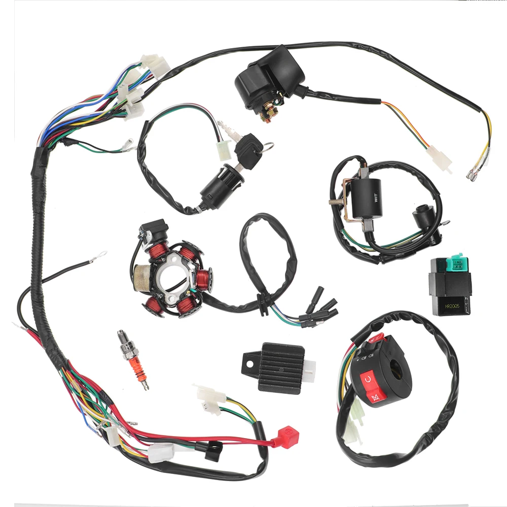 Full Complete Electrics Wiring Harness CDI STATOR 6 Coil For Motorcycle ATV Quad Pit Bike Buggy Go Kart 50cc 110cc 125cc