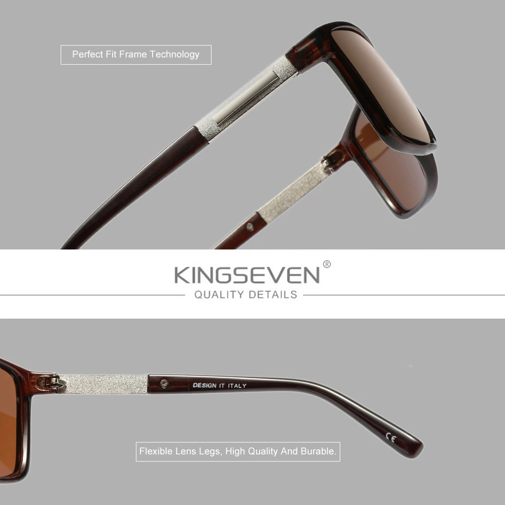 KINGSEVEN Mode Trendy Sonnenbrille Männer Frauen Fahren Rechteck Schutzbrille Outdoor Klassische Polarisierte UV400 Brillen – Detail 2