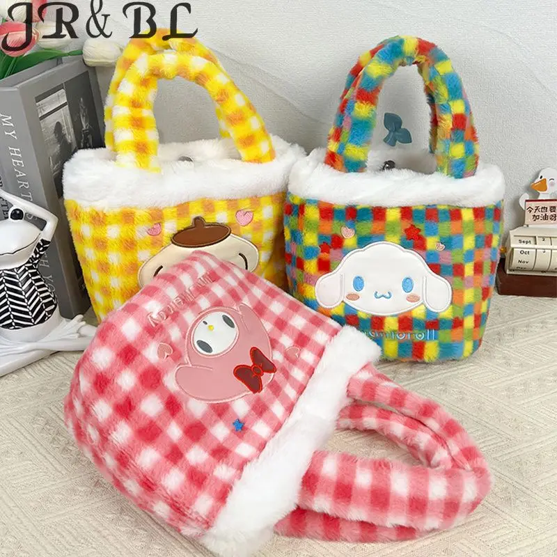 

Sweet My Melody Cinnamoroll Anime Kawaii Sanrio Handbag Cute Cartoon Ins Pompompurin Plush Fashion Storage Bag Gifts for Kids