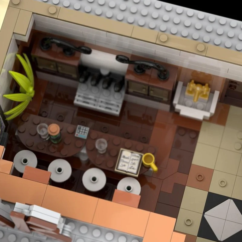 Modelo City Street View, ladrillos de construcción MOC, barra central de ciudad, tecnología Modular, regalos, vacaciones, montar, juguetes para niños, traje