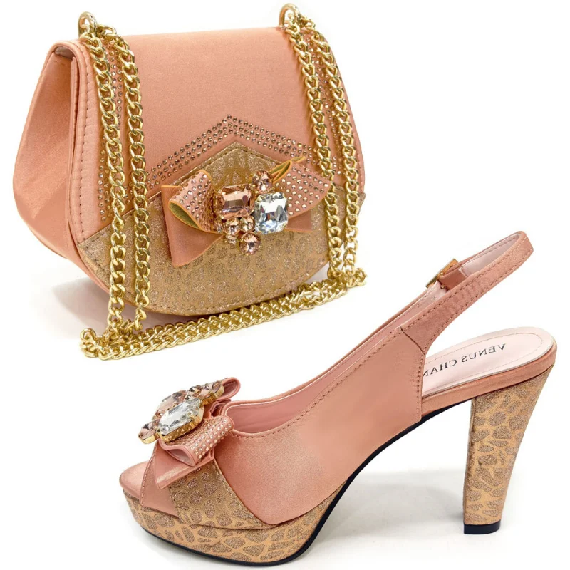 Women's Bag and High Heels Set Peep-Toe Backless Sandals Irregular Handbag