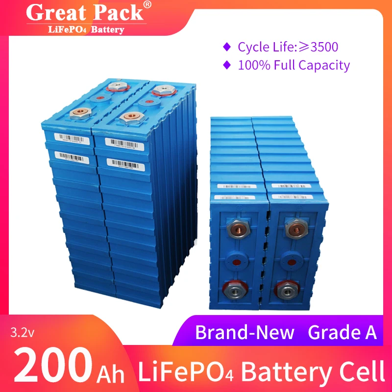 

Rechargeable 8PCS 3.2V 200AH Full Capacity Lithium Iron Phosphate Battery Cell LiFePO4 Deep Cycle Home Energy Power Bank