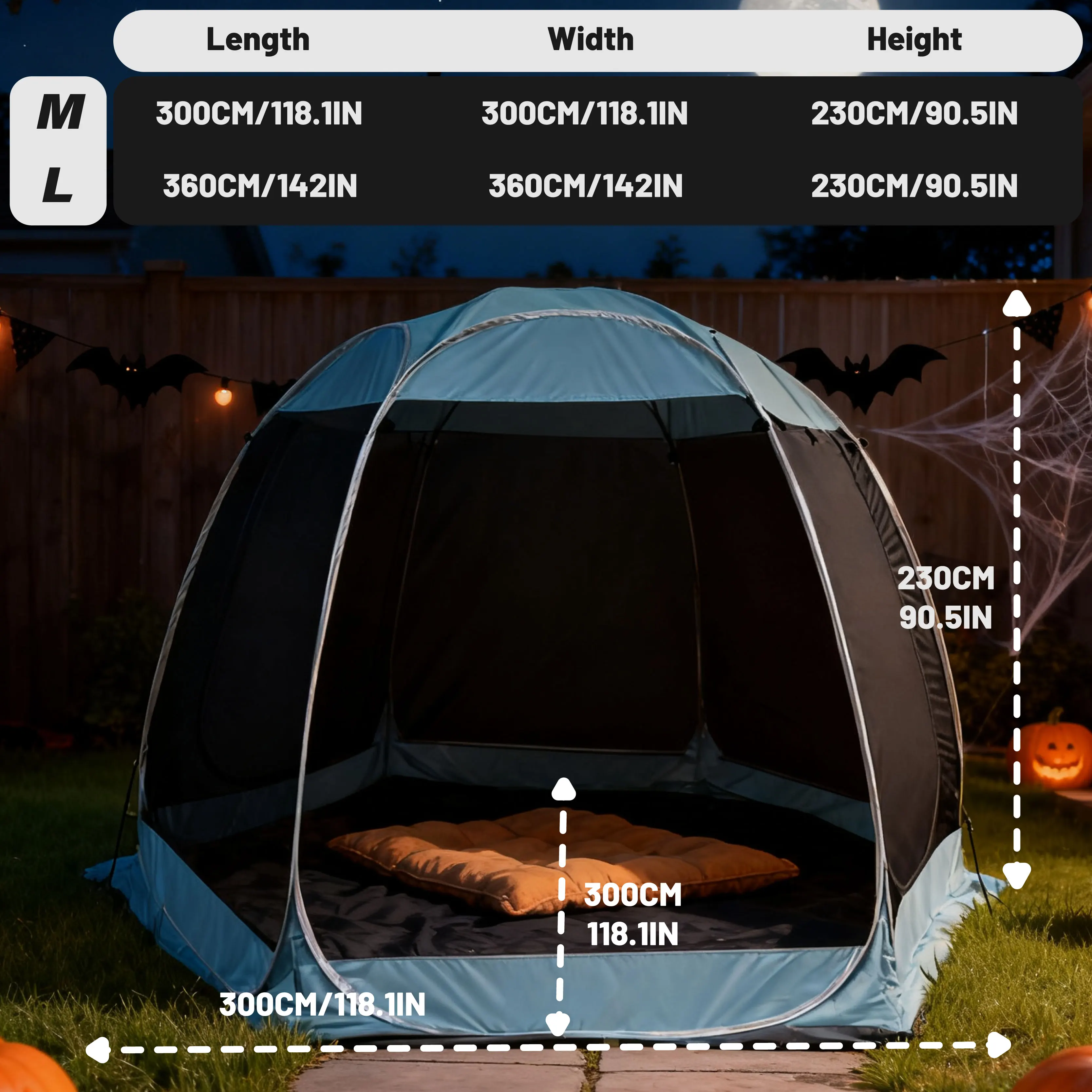 Instant Pop-Up Sunshade for Gardens Patios Backyards with Side Mosquito Netting UV Protection Outdoor Privacy Screen
